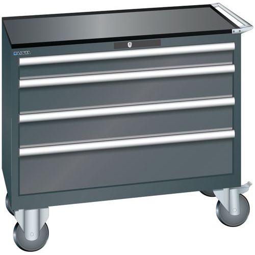 Dílenská zásuvková skříň Lista, 1023x572x962 mm, 4 zásuvky, černá