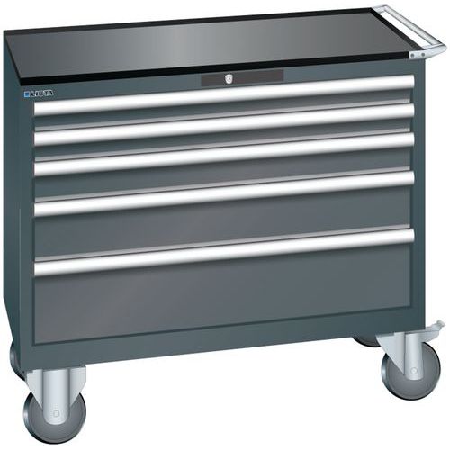 Dílenská zásuvková skříň Lista, 1023x572x962 mm, 5 zásuvky, černá