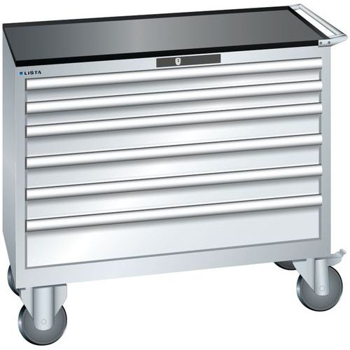 Dílenská zásuvková skříň Lista, 1023x572x962 mm, 6 zásuvky, šedá