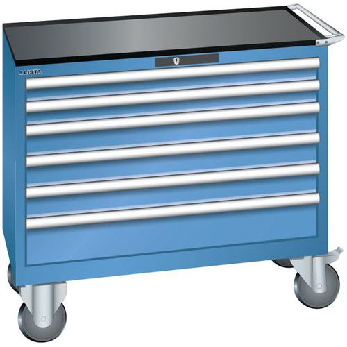 Dílenská zásuvková skříň Lista, 1023x572x962 mm, 6 zásuvky, modrá