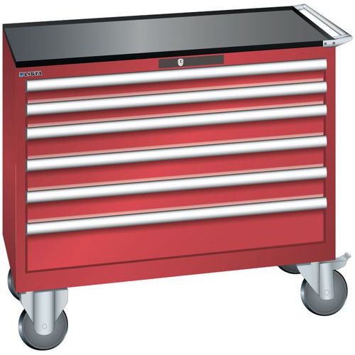 Dílenská zásuvková skříň Lista, 1023x572x962 mm, 6 zásuvky, červená