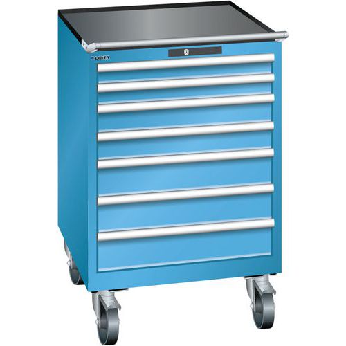 Mobilní dílenská zásuvková skříň LISTA, 717x725x1112mm, 7 zásuvek, světle modrá