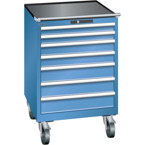 Mobilní dílenská zásuvková skříň LISTA, 717x725x1112mm, 7 zásuvek, modrá