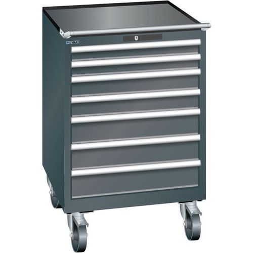 Mobilní dílenská zásuvková skříň LISTA, 717x725x1112mm, 7 zásuvek, černá