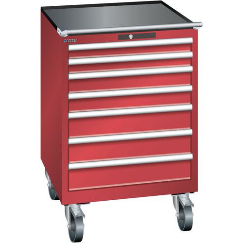 Mobilní dílenská zásuvková skříň LISTA, 717x725x1112mm, 7 zásuvek, červená