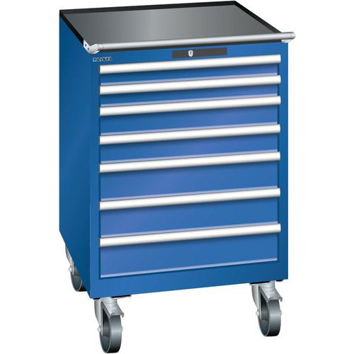 Mobilní dílenská zásuvková skříň LISTA, 717x725x1112mm, 7 zásuvek, fluorescentní modrá