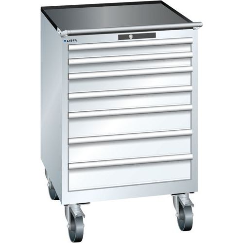 Mobilní dílenská zásuvková skříň LISTA, 717x725x1112mm, 7 zásuvek, bílá