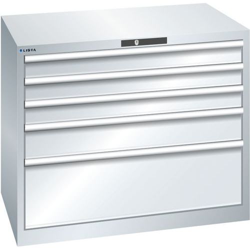 Dílenská zásuvková skříň Lista, 1023x725x850 mm, 5 zásuvek, šedá