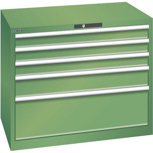 Dílenská zásuvková skříň Lista, 1023x725x850 mm, 5 zásuvek, zelená