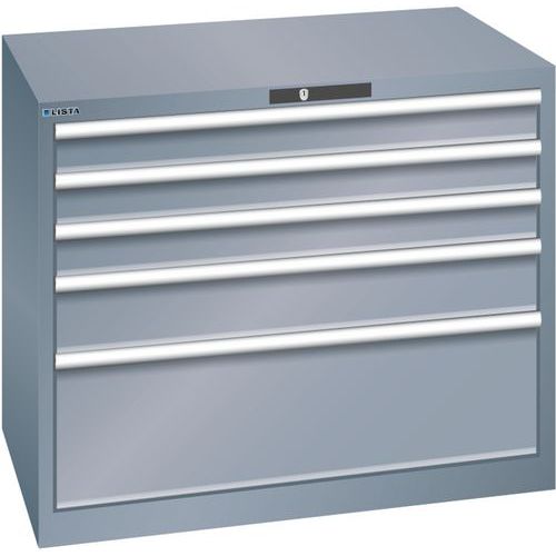Dílenská zásuvková skříň Lista, 1023x725x850 mm, 5 zásuvek, tmavě šedá