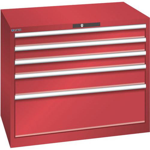 Dílenská zásuvková skříň Lista, 1023x725x850 mm, 5 zásuvek, červená