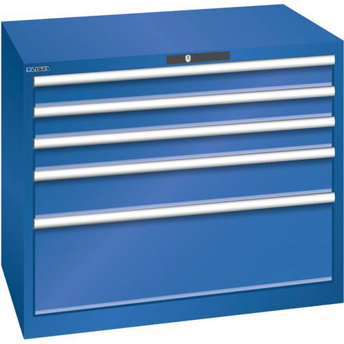 Dílenská zásuvková skříň Lista, 1023x725x850 mm, 5 zásuvek, fluorescentně modrá