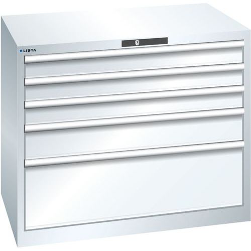 Dílenská zásuvková skříň Lista, 1023x725x850 mm, 5 zásuvek, bílá
