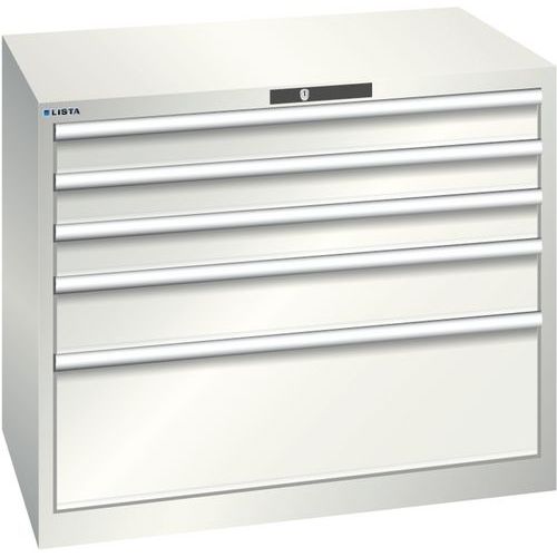 Dílenská zásuvková skříň Lista, 1023x725x850 mm, 5 zásuvek, světle šedá