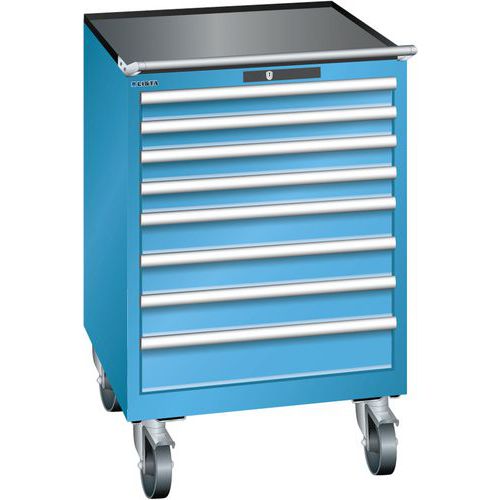 Mobilní dílenská zásuvková skříň LISTA, 717x725x1112mm, 7 zásuvek, světle modrá