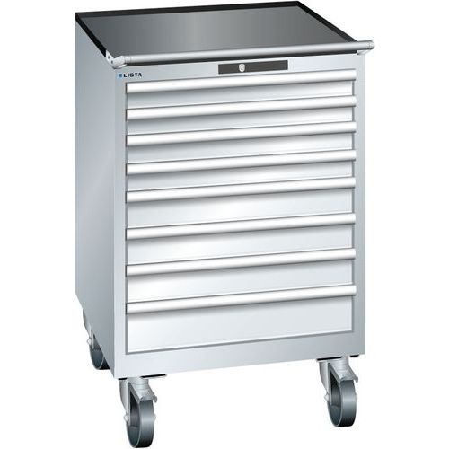 Mobilní dílenská zásuvková skříň LISTA, 717x725x1112mm, 7 zásuvek, šedá