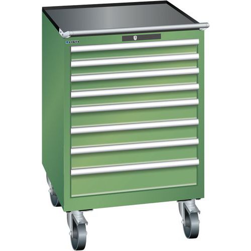 Mobilní dílenská zásuvková skříň LISTA, 717x725x1112mm, 7 zásuvek, zelená