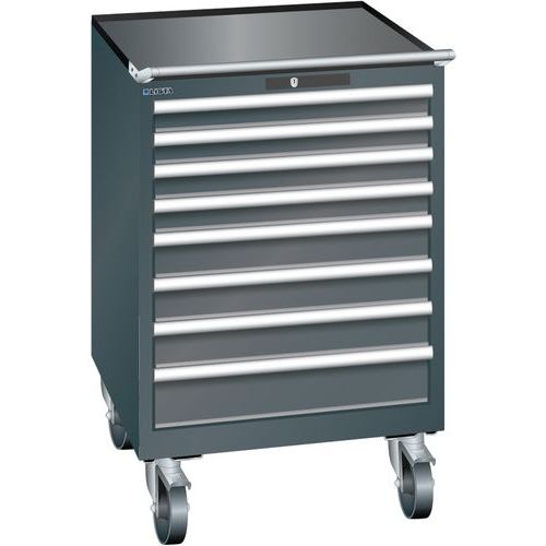 Mobilní dílenská zásuvková skříň LISTA, 717x725x1112mm, 7 zásuvek, černá