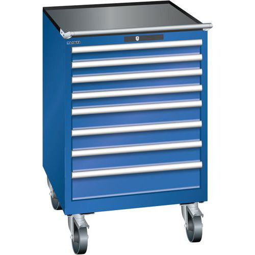 Mobilní dílenská zásuvková skříň LISTA, 717x725x1112mm, 7 zásuvek, fluorescentní modrá