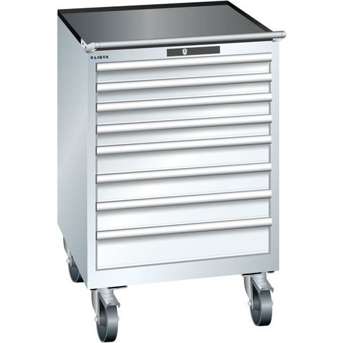 Mobilní dílenská zásuvková skříň LISTA, 717x725x1112mm, 7 zásuvek, bílá