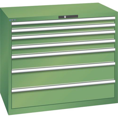 Dílenská zásuvková skříň Lista, 1193x725x1000 mm, 7 zásuvek, zelená