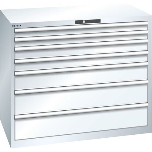 Dílenská zásuvková skříň Lista, 1193x725x1000 mm, 7 zásuvek, bílá