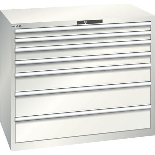 Dílenská zásuvková skříň Lista, 1193x725x1000 mm, 7 zásuvek, světle šedá