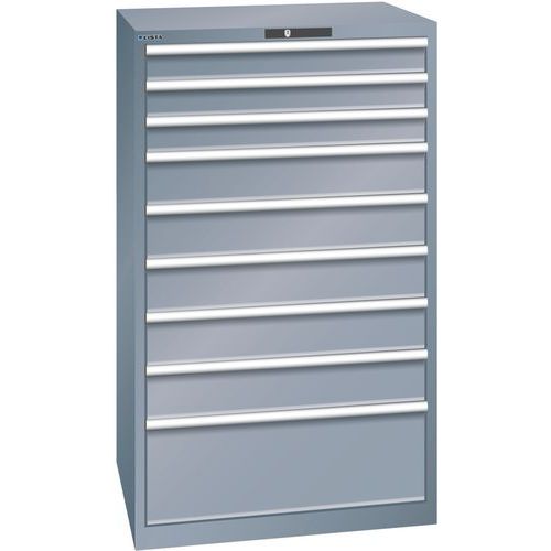 Dílenské zásuvkové skříně LISTA, 9 zásuvek = 3x100mm +5x150 +1x300mm, nosnost zásuvky 75kg, 870x725x1450mm, tmavě šedá