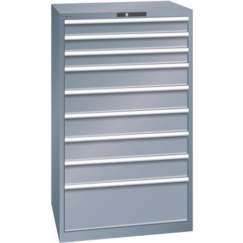 Dílenské zásuvkové skříně LISTA, 9 zásuvek = 3x100mm +5x150 +1x300mm, nosnost zásuvky 200kg, 870x725x1450mm, tmavě šedá