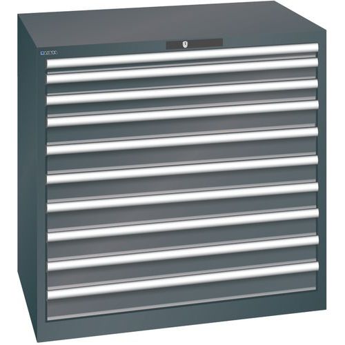 Dílenská zásuvková skříň Lista, 1023x725x1000 mm, 10 zásuvek, 200kg, černá