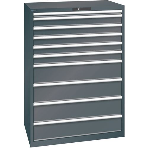 Dílenská zásuvková skříň Lista, 1023x725x1450 mm, 10 zásuvek, černá