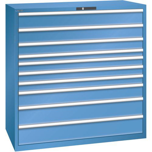 Dílenská zásuvková skřín Lista, 1431x725x1450mm, 10 zásuvek, modrá