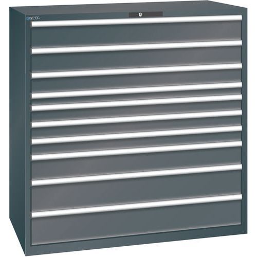 Dílenská zásuvková skřín Lista, 1431x725x1450mm, 10 zásuvek, černá