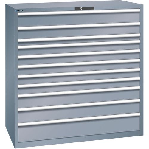 Dílenská zásuvková skříň Lista, 1431x725x1450mm, 11 zásuvek tmavě šedá