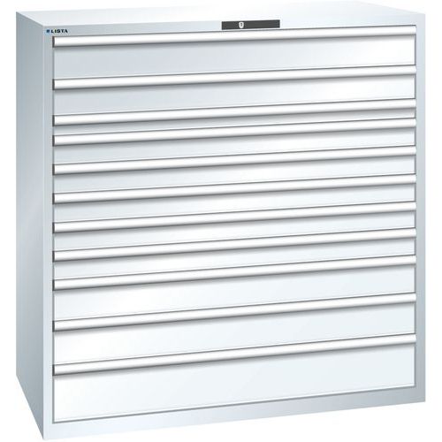 Dílenská zásuvková skříň Lista, 1431x725x1450mm, 11 zásuvek bílá