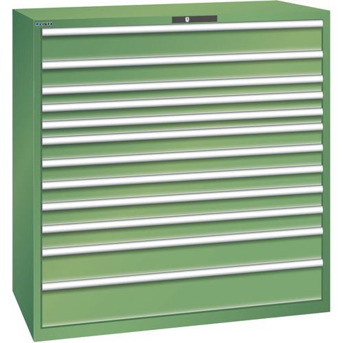 Dílenská zásuvková skříň Lista, nosnost 200kg, 12 zásuvek, zelená