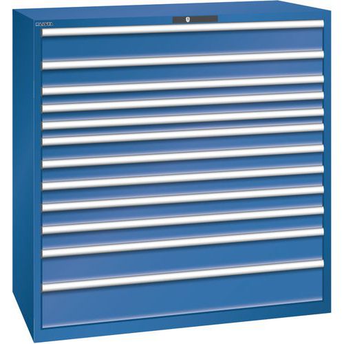 Dílenská zásuvková skříň Lista, nosnost 200kg, 12 zásuvek, tmavě modrá