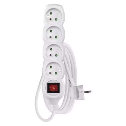Prodlužovací kabel Emos s vypínačem, bílý, PVC, 4 zásuvky, 7 m