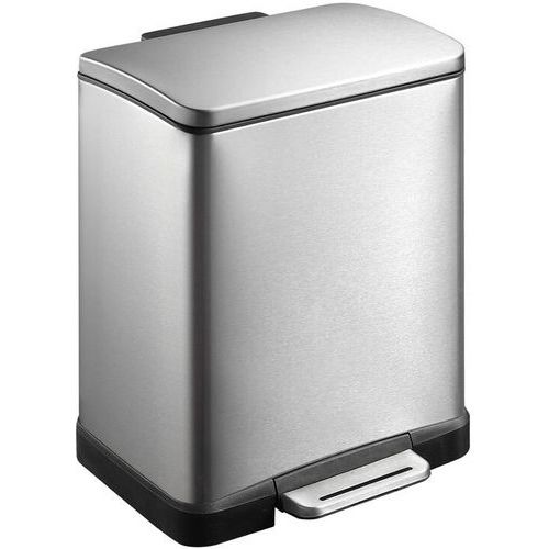 Obdélníkový odpadkový koš s nožním pedálem E-Cube 20 l z matné nerezové oceli
