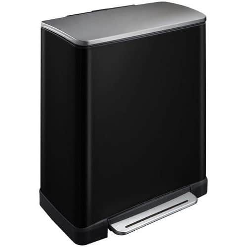 Obdélníkový odpadkový koš s nožním pedálem E-Cube 50 l černý/matný nerez