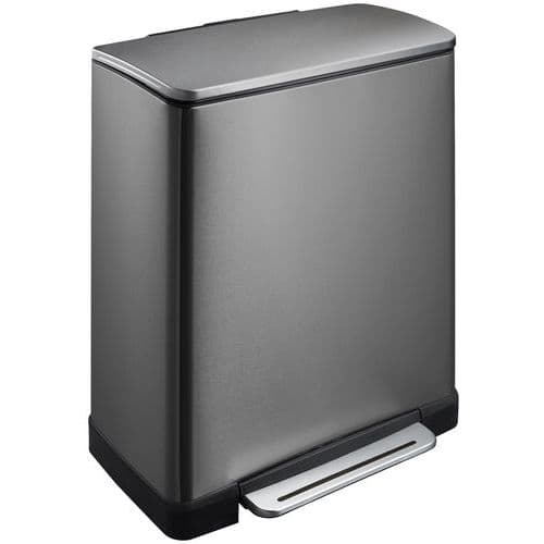 Odpadkový koš s nožním pedálem E–cube 28 + 18 l EKO černý ocelový