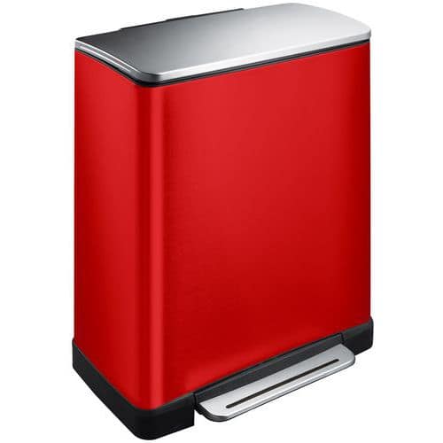 Odpadkový koš s nožním pedálem na tříděný odpad E–cube 28 + 18 l EKO červený
