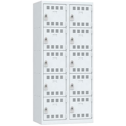 Svařovaná šatní skříň Vinco, 2 sloupce, 10 boxů, 400 mm, otočný uzávěr, šedá/šedá