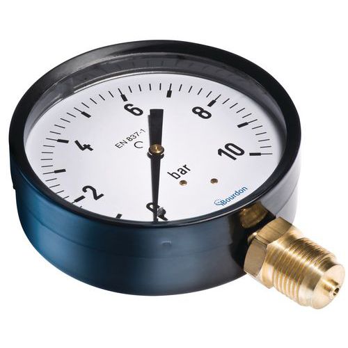 Manometr MAT – Bourdon, radiální, průměr 50 mm, tlak max. 4 bary, průměr přípojky 1/2