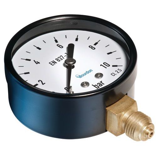 Manometr MAT – Bourdon, radiální, průměr 50 mm, tlak max. 4 bary, průměr přípojky 1/4