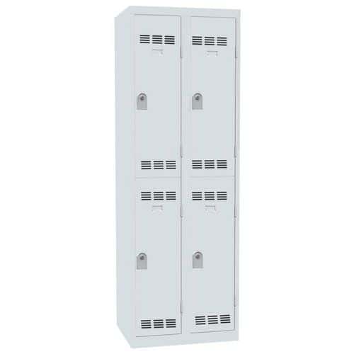 Svařovaná šatní skříň Vinco, 2 sloupce, 4 boxy, 300 mm, cylindrický zámek, šedá/šedá