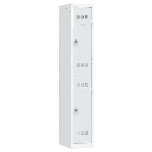 Svařovaná šatní skříň Vinco, 1 sloupec, 2 boxy, 300 mm, otočný uzávěr, šedá/šedá