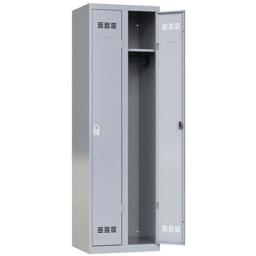 Svařovaná šatní skříň Vinco, 2 oddíly, 300 mm, cylindrický zámek, bílý hliník/bílý hliník