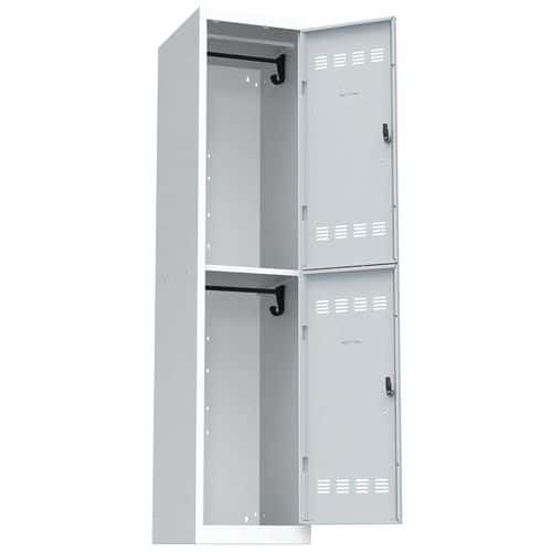 Svařovaná šatní skříň Vinco, 1 sloupec, 2 boxy, 400 mm, cylindrický zámek, šedá/šedá