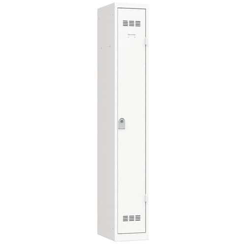Svařovaná šatní skříň Vinco, 1 oddíl, 300 mm, cylindrický zámek, bílá/bílá